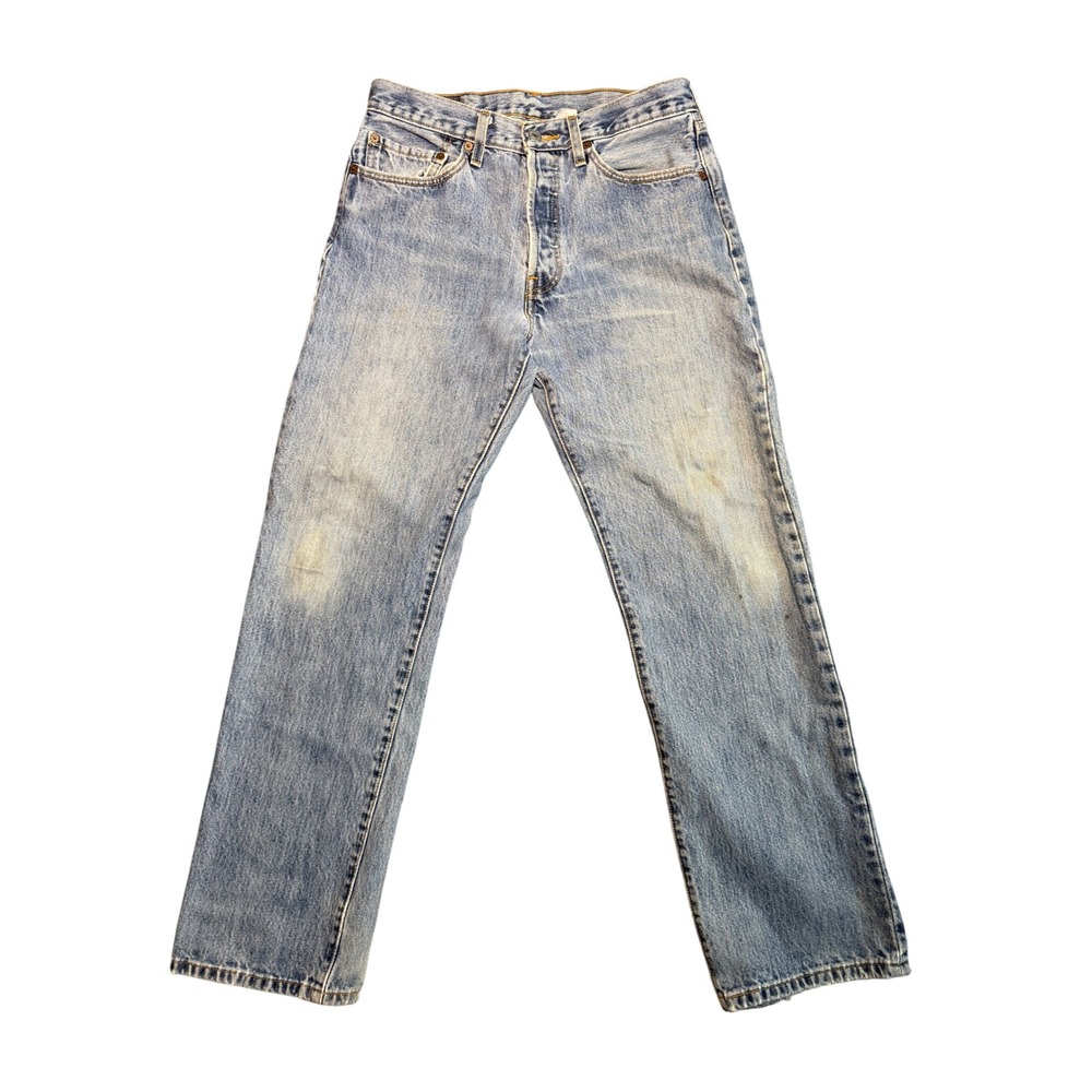 Levis 501 Jeans Light Wash Blue Straight Leg Button Fly 29x30